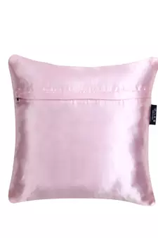 Mezposh Dazzle Baby Pink Geometric Embellished Satin Cushion Covers (14x14)  Set of 2