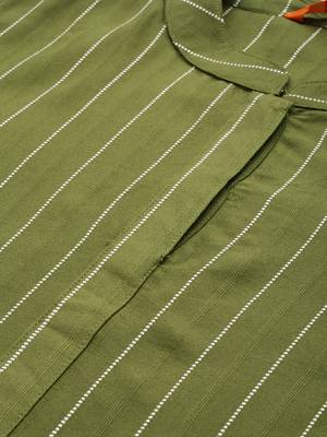 Indo Era Green Striped Straight Kurtas 4