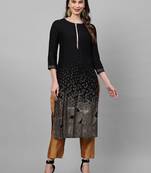 Indo Era Black Foil Printed Straight Kurtas