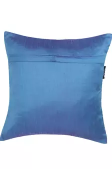 Mezposh Dazzle Air Force Blue & Metallic Quirky Embellished Faux Silk Cushion Covers (16x16)  Set of 2
