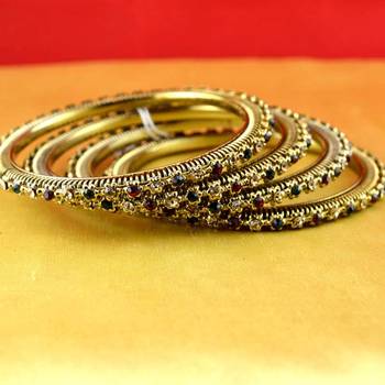 gold moti stone cz polki kundun meenakari pearl bangle kara size-2.6,2.8 1