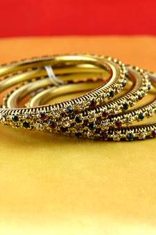 gold moti stone cz polki kundun meenakari pearl bangle kara size-2.6,2.8