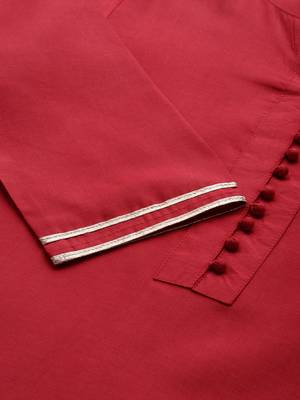 Indo Era Maroon Solid Straight Kurtas 4