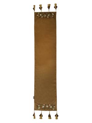 Mezposh Dazzle Camel Brown & Copper Floral Embellished Suede Table Runner (6 Seater) 2