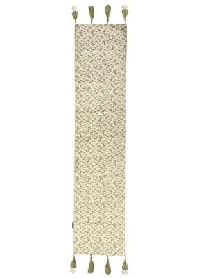 Mezposh Dazzle Beige & Olive Floral Embroidered Faux Silk Table Runner (6 Seater) 2