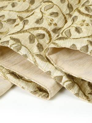 Mezposh Dazzle Beige & Olive Floral Embroidered Faux Silk Table Runner (6 Seater) 5