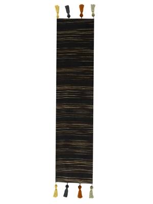 Mezposh Stave Coffee Brown & Multi Striped Cotton Acrylic Table Runner (6 Seater) 2