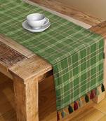 Mezposh Maverick Green & Beige Checkered Polycotton Table Runner (4 Seater)