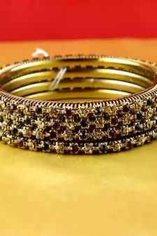 gold moti stone cz polki kundun meenakari pearl bangle kara size-2.6,2.8