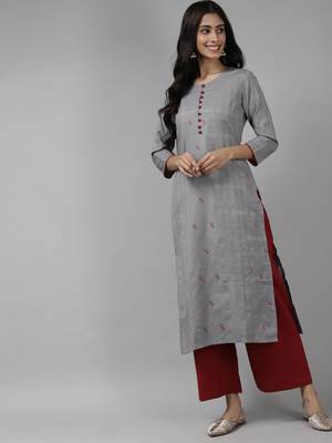 Indo Era Grey Woven Kurta 1
