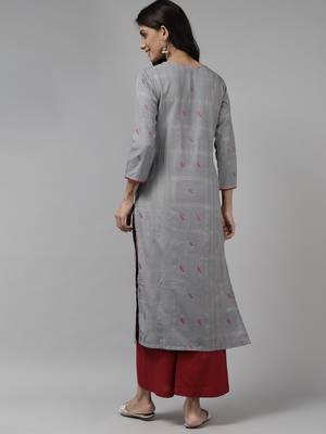 Indo Era Grey Woven Kurta 2