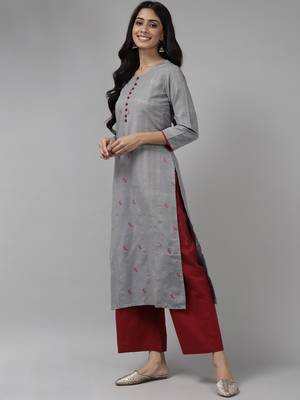 Indo Era Grey Woven Kurta 3