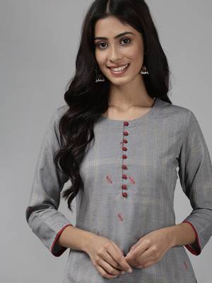 Indo Era Grey Woven Kurta 4