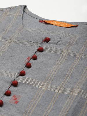 Indo Era Grey Woven Kurta 5