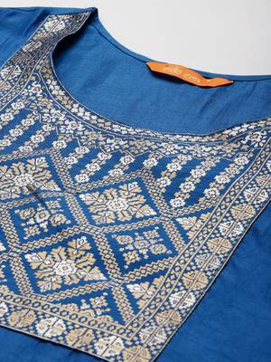 Indo Era Blue Solid Straight Kurta 5
