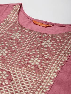 Indo Era Pink Solid Straight Kurta 5