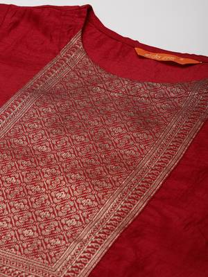 Indo Era Maroon Solid Straight Kurta 5