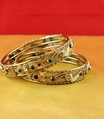 Gold Moti Stone Cz Polki Kundun Meenakari Pearl Bangle Kara