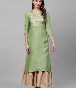 Indo Era Green Solid Straight Kurta