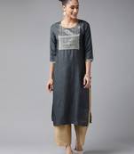 Indo Era Grey Straight Kurta