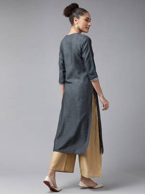 Indo Era Grey Straight Kurta 2