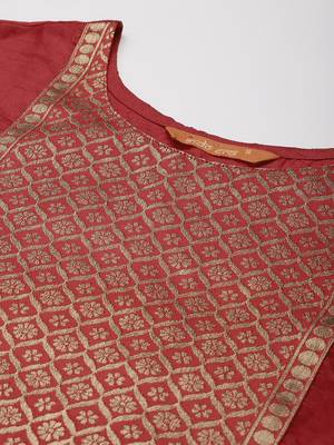 Indo Era Red Solid Straight Kurta 5