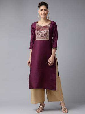 Indo Era Wine Straight Kurta 1