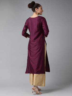 Indo Era Wine Straight Kurta 2
