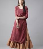 Indo Era Wine Foil Printed Straight Kurta
