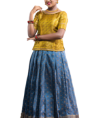 Shivangi Girls Grey Banarasi Bhutta Pattu Pavadai