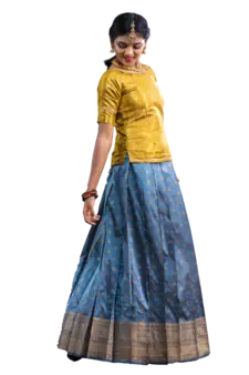 Shivangi Girls Grey Banarasi Bhutta Pattu Pavadai