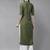 Indo Era Green Striped Straight Kurtas