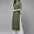 Indo Era Green Striped Straight Kurtas