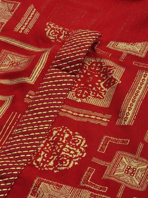 Indo Era Red Foil Geometric Printed Straight Kurtas 4
