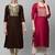 Indo Era Yoke Design Polyester Brown & Maroon Straight Pack of 2 Kurtas