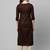 Indo Era Yoke Design Polyester Brown & Maroon Straight Pack of 2 Kurtas
