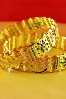 gold moti stone cz polki kundun meenakari pearl bangle kara size-2.6