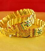 gold moti stone cz polki kundun meenakari pearl bangle kara size-2.6