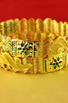 gold moti stone cz polki kundun meenakari pearl bangle kara size-2.6