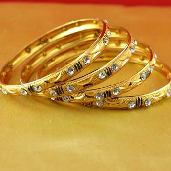 gold moti stone cz polki kundun meenakari pearl bangle kara size-2.6 1