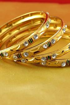gold moti stone cz polki kundun meenakari pearl bangle kara size-2.6