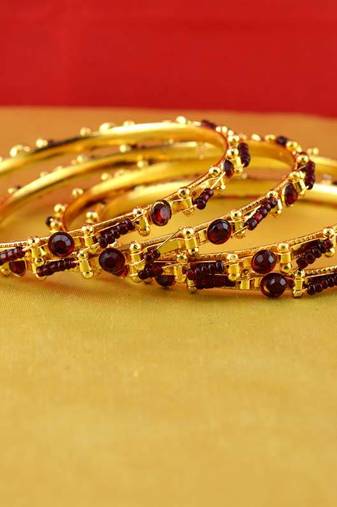 Gold Moti Stone Cz Polki Kundun Meenakari Pearl Bangle Kara