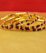 Gold Moti Stone Cz Polki Kundun Meenakari Pearl Bangle Kara
