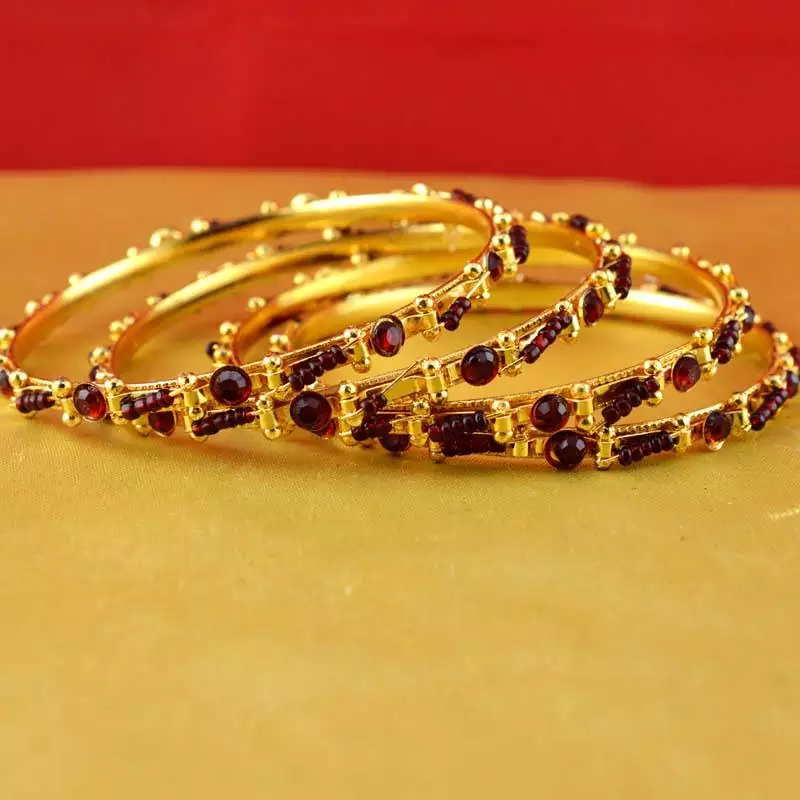Gold Moti Stone Cz Polki Kundun Meenakari Pearl Bangle Kara