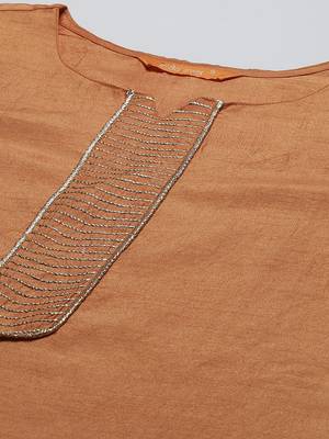 Indo Era Orange Solid Straight Kurta Palazzo with Dupatta Sets 5