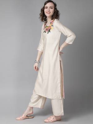 Indo Era Embroidered Straight Palazzo Kameez Dupatta Set 3