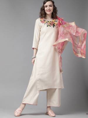 Indo Era Embroidered Straight Palazzo Kameez Dupatta Set 4