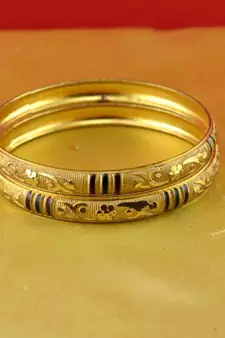 gold moti stone cz polki kundun meenakari pearl bangle kara size-2.6