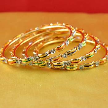 Gold Moti Stone Cz Polki Kundun Meenakari Pearl Bangle Kara 1