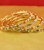 Gold Moti Stone Cz Polki Kundun Meenakari Pearl Bangle Kara